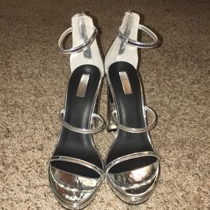 Forever 21 metallic block heels
